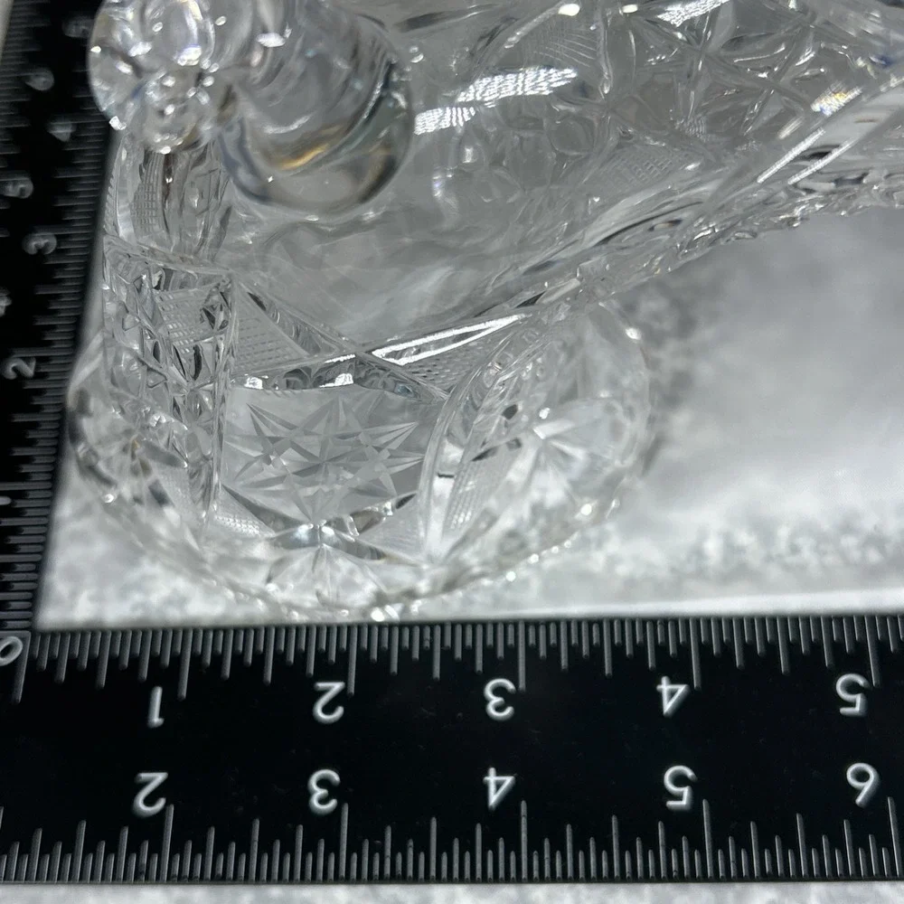 Vintage Hand-Cut Crystal Cornucopia Horn of Plenty Centerpiece Foot Vase